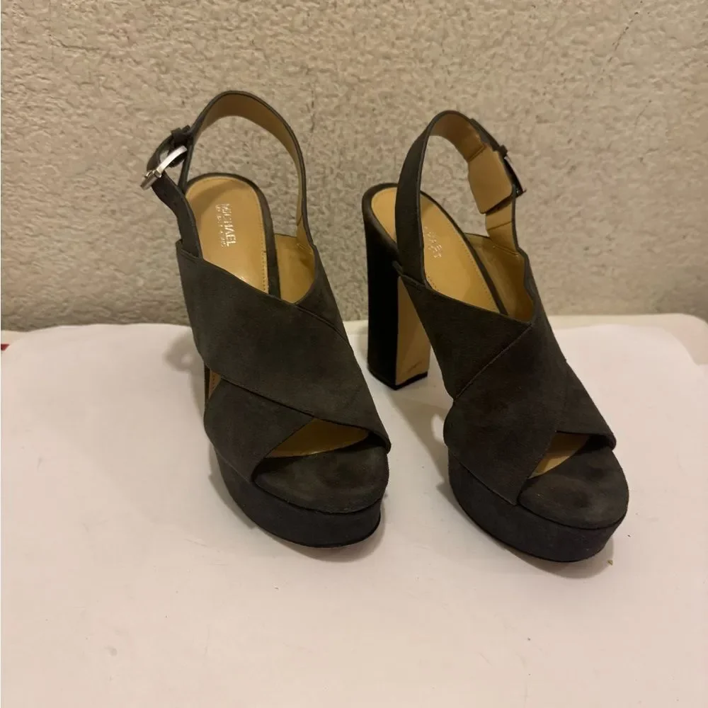 Michael Kors Dark Gray Suede Platform Heels
